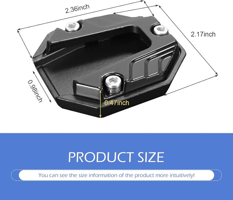 Bawkars Motorcycle Kickstand Pad, Aluminum Alloy Side Stand Extension Plate, Anti-Sink Support Accessory, Universal Kickstand Foot Pad for Most Motorcycles (Black)​ - Image 2